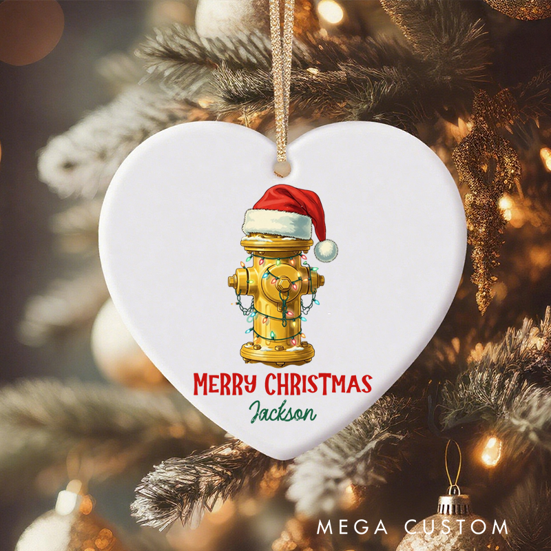Personalized Firefighter Christmas Ornament Festive Fire Hydrant Design Gift