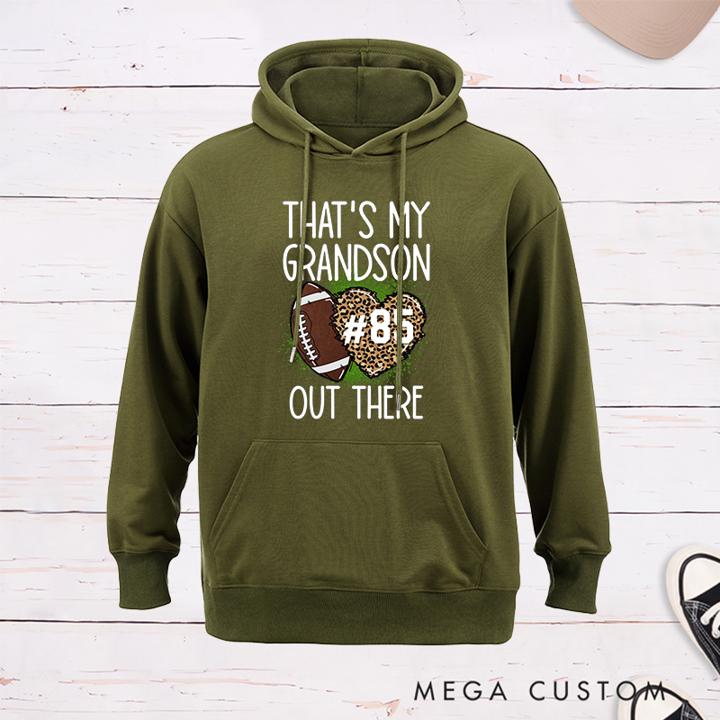 Personalized Leopard Print American Football for Grandma Hoodie with Custom Number