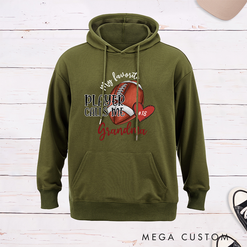 Personalized American Football  "My Favorite Player" Hoddies with Custom Number