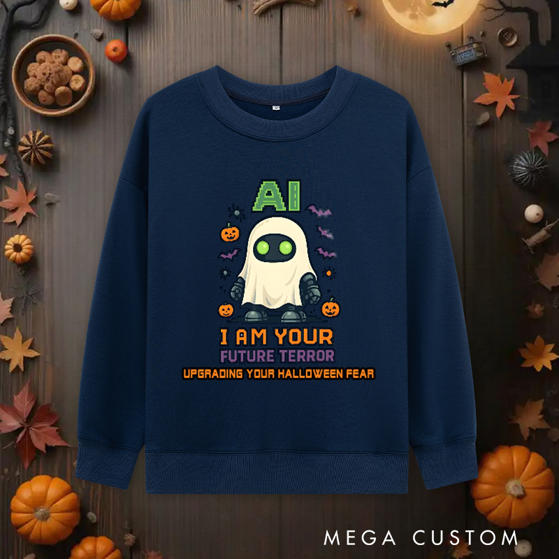 Personalized AI I am Your Future Terror Classic Sweatshirts Technology Enthusiasts Halloween Sweatshirts Gift for Geek Nerd