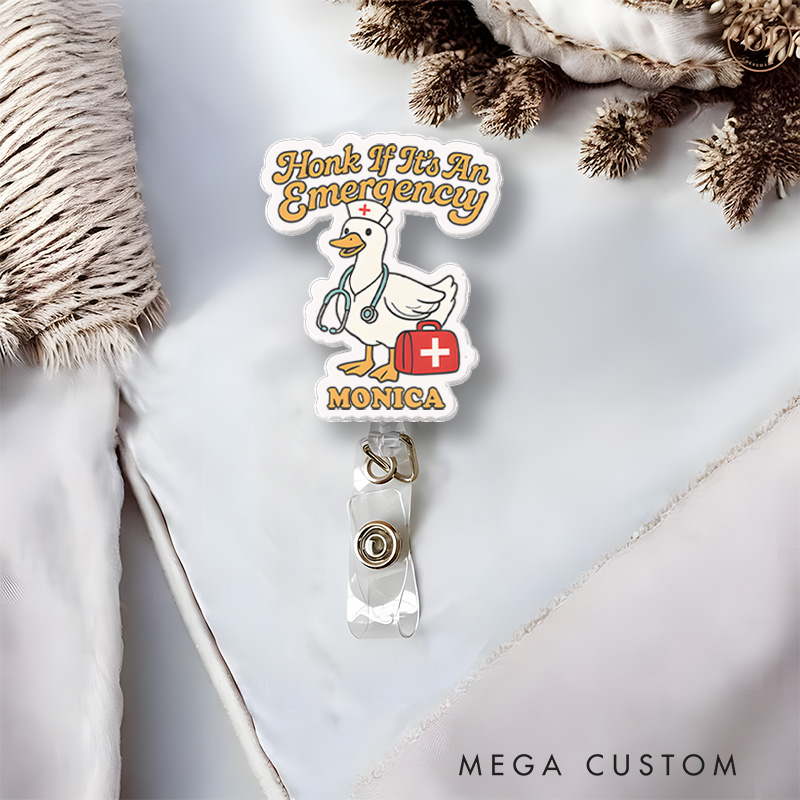 Personalized Nurse Badge Reel Customized Honk If It's an Emergency Design Badge Holder Nurse Badge Staff Reel Gift 
