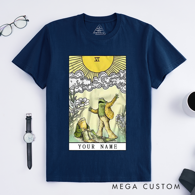 Personalized Tarot Lovers Classic T-Shirts Frog & Star The Lovers Tarot Card T-Shirts Gift For Womens Mens Unisex