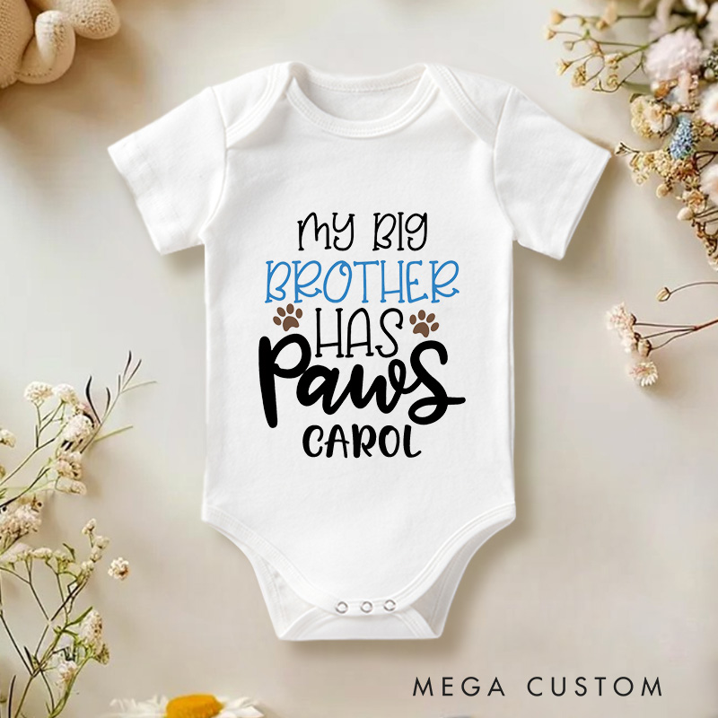 Personalized Baby My Big Brother Has Paws Dog Onesie Newborn Baby Gift