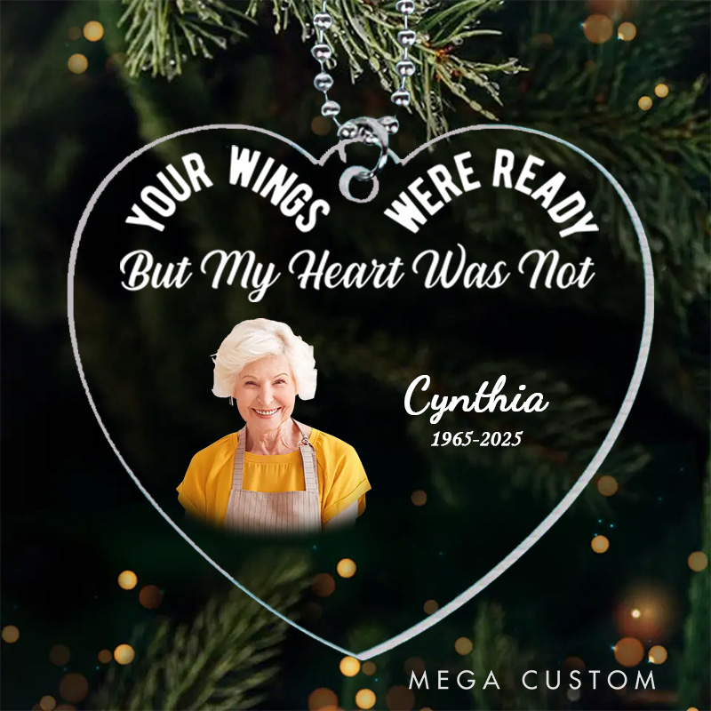 Personalized Memorial Heart Ornament Custom Photo Name Year Always On Our Minds Forever In Our Hearts Gift