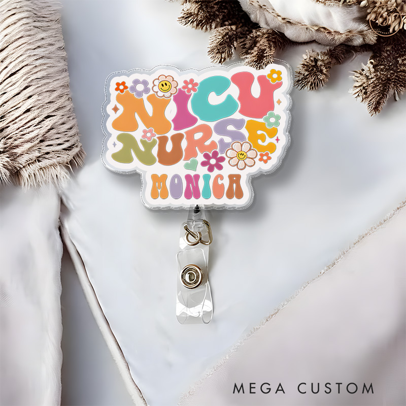 Personalized Nurse Badge Reel Customized NICU Nurse Design Badge Holder Nurse Badge Staff Reel Gift 