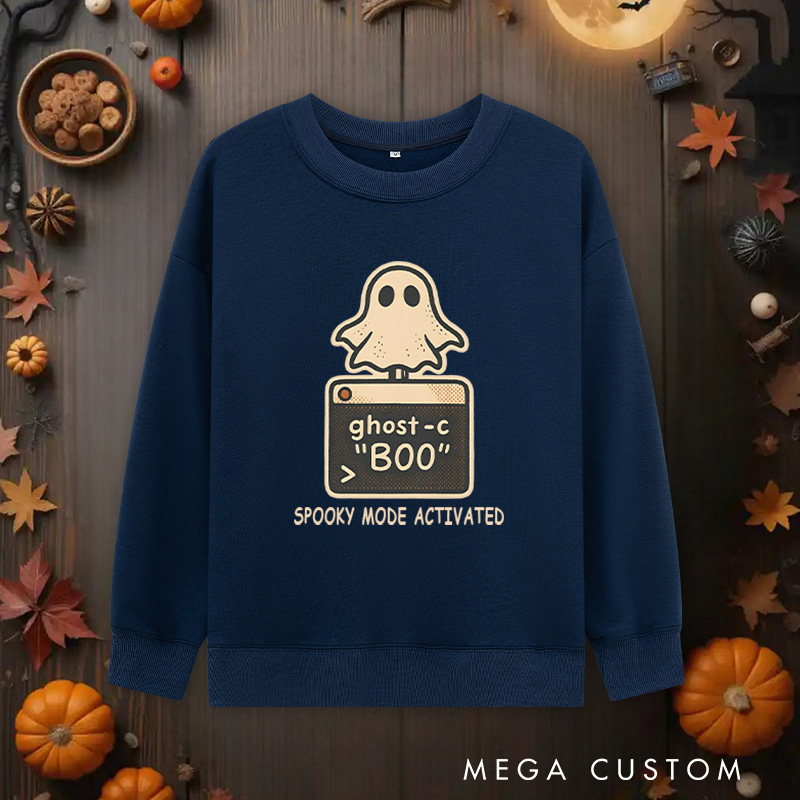 Personalized a Geeky Command Line Ghost Sweatshirts Technology Programmer Lovers Halloween Sweatshirts Gift for Geek Nerd