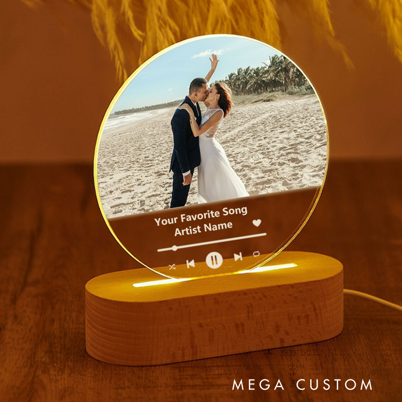 Personalized Photo Night Light Couples Photo Gift and Custom Light Up Picture Song Plaque