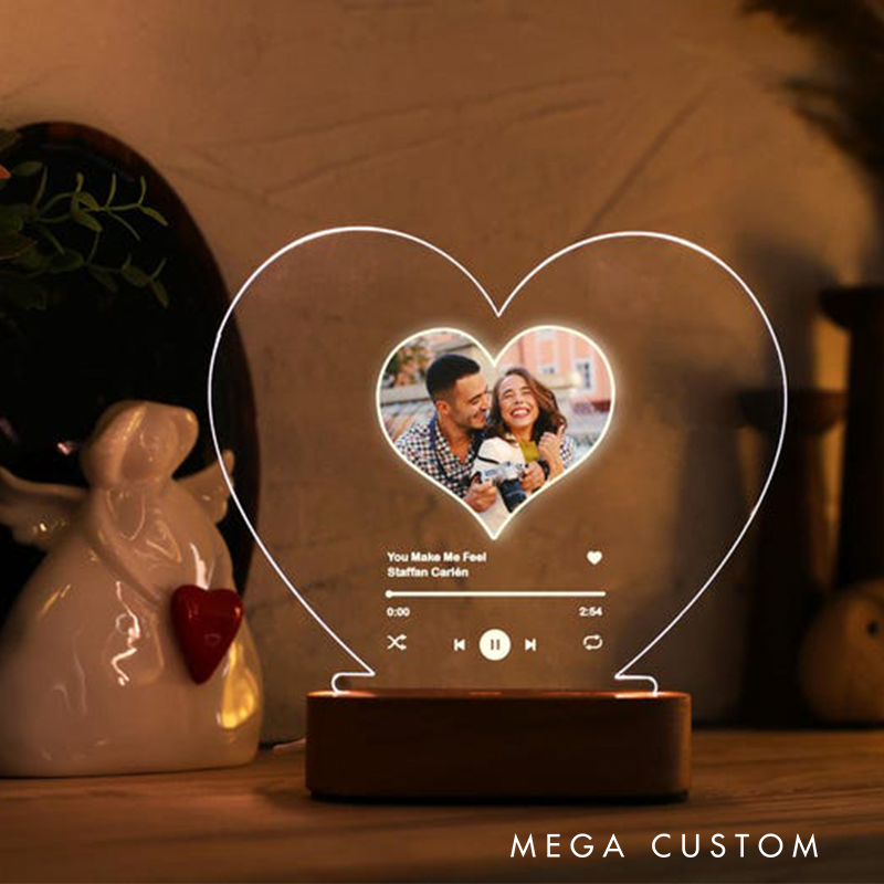 Personalized Song Plaque Night Light Gifts Custom Song Gift Custom Photo & Song Gift