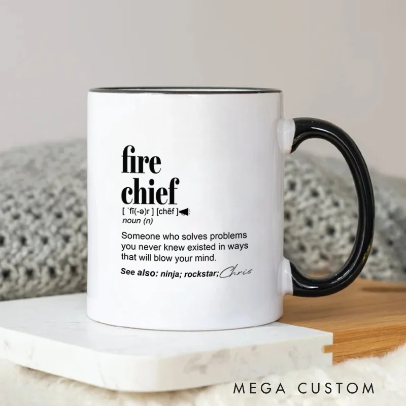 Firefighter Mug Fire Chief Definition Themed Coffee Mug Gift for Fire Chiefs and Colleagues