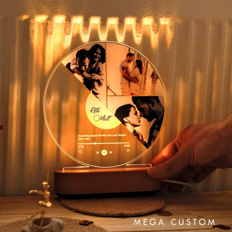 Personalized Photo Night Light Plaque Bedroom Decor Custom LED Night Light
