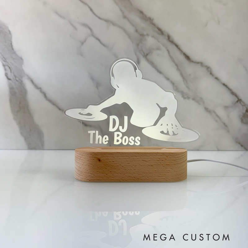 Personalized LED Lamp for Music Room DJ Night Light Unique Custom Club Decor DJ Gift Bedroom Lamp