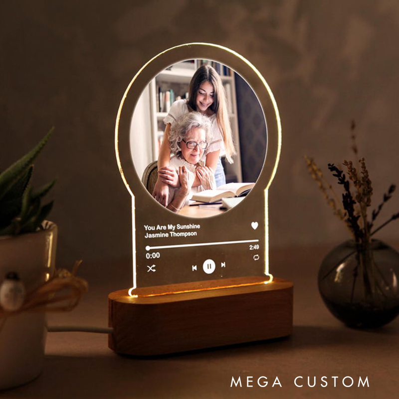 Personalized Music Night Light Custom Photo Song Plaque Custom Song Gift Custom Photo & Song Gift