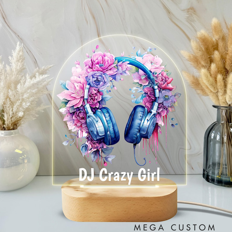 Personalized DJ Night Light Custom LED Lamp for Music Lovers Perfect Gift for DJs Unique Room Decor