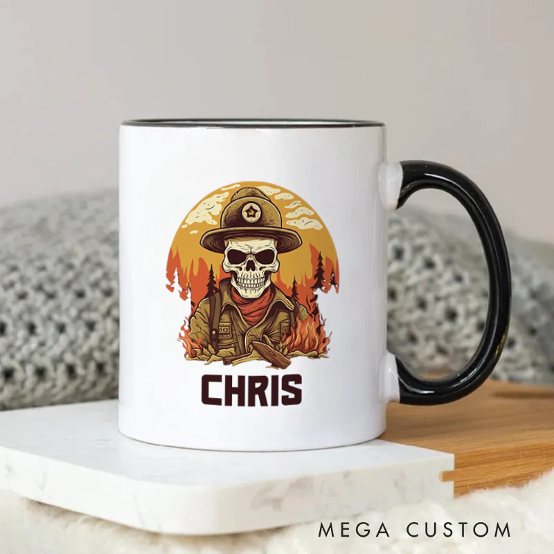 Firefighter Mug Wildfire Fighter Skull Themed Coffee Mug Gift for Colleagues and Friends
