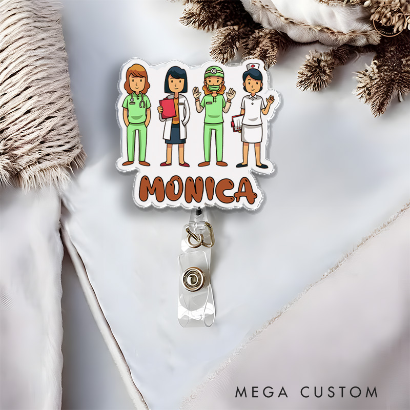 Personalized Nurse Badge Reel Customized Healthcare Team Nurse Design Badge Holder Nurse Badge Staff Reel Gift 
