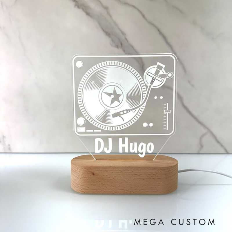 Personalized LED Lamp for Music Room DJ Night Light Unique Custom Club Decor DJ Gift Bedroom Lamp