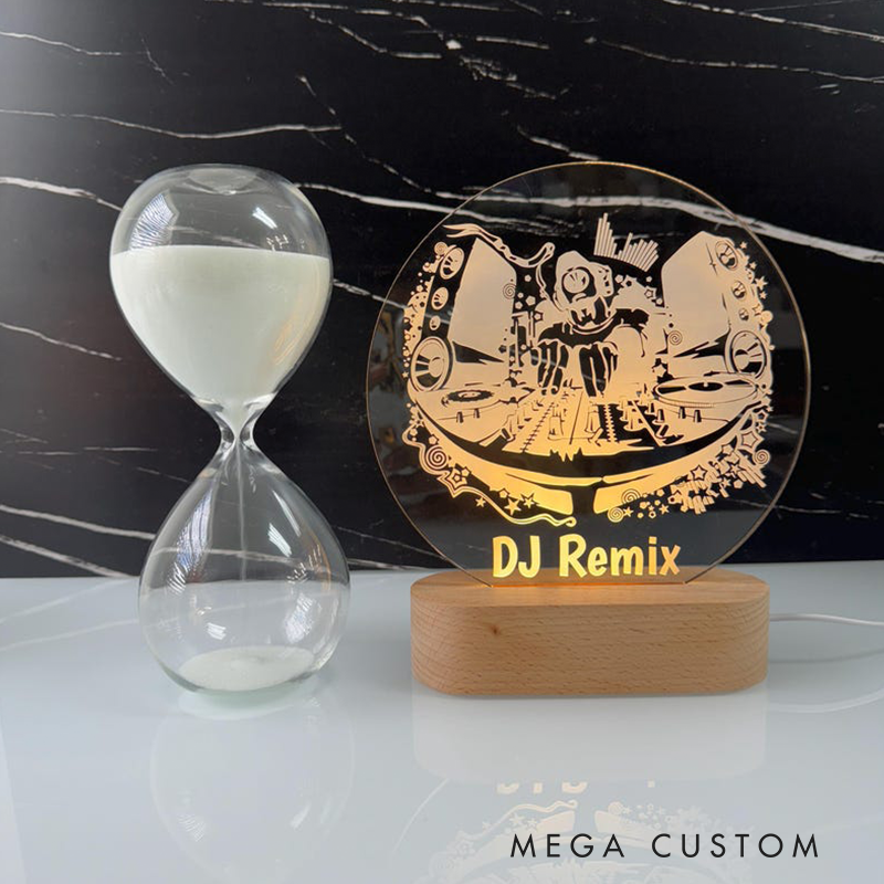 Personalized LED Lamp for Music Room, Unique Custom DJ Night Light and Club Decor DJ Gift Bedroom Lamp