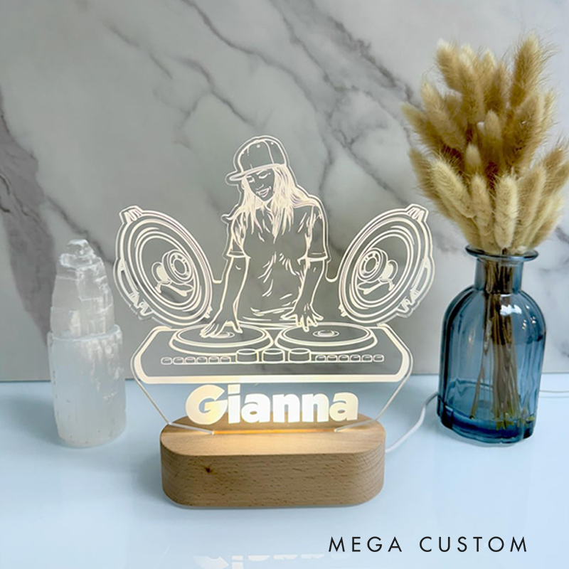 Personalized LED Lamp for Music Room and DJ Night Light Unique Custom Club Decor DJ Gift Bedroom Lamp