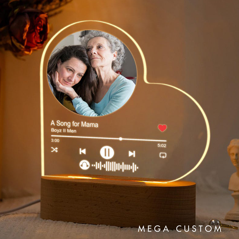 Personalized LED Song Plaque Couple Heart Night Light Custom Music Night Light Music Prints Photo Frame Lamp