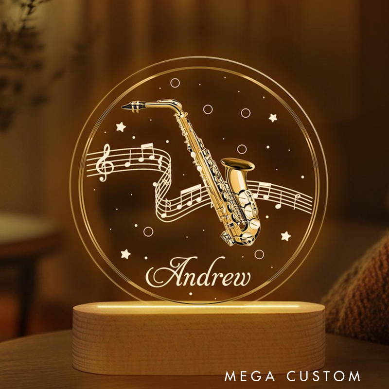 Personalize Saxophone LED Lamp Instrument Night Light Acrylic Saxophone Lamp Music Lover Gift Custom Saxophone Bedside Table