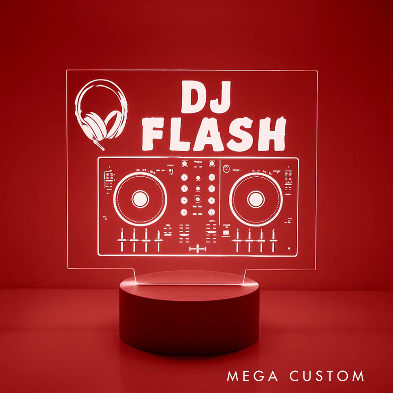 Personalized LED Lamp for Music Room and DJ Night Light Unique Acrylic Light Up DJ Mix Board Personalized Free Musician Gift