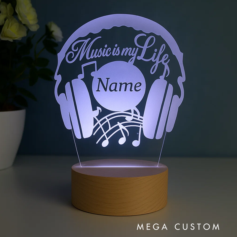 Personalized Music Deco LED Lamp Gift Idea for Music Lover Decor for Living Room Bedroom and Kids Room as Table Lamp and Night Light