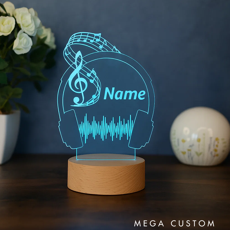 Personalized Music Deco LED Lamp Gift Idea for Music Lover Decor for Living Room Bedroom and Kids Room as Table Lamp and Night Light