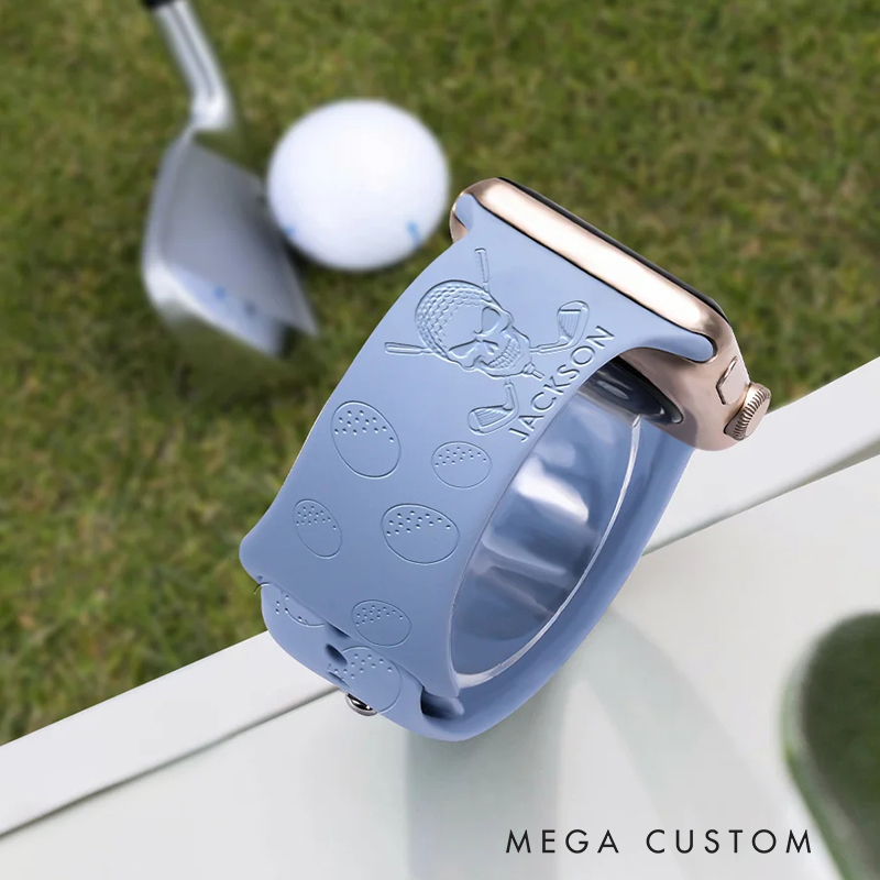 Personalized Golf Themed Silicone Watch Band with Custom Name