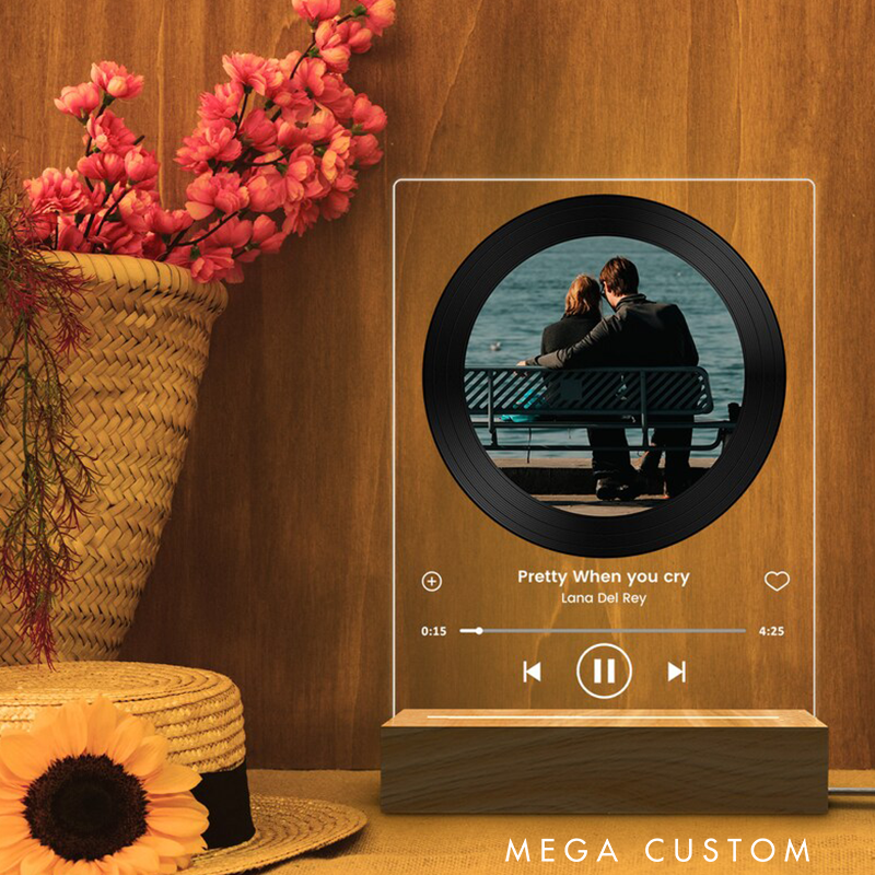 Personalized Music Photo Name Night Light Custom Photo Music Plaque Personalized Song Acrylic Plaque Bedroom Decor