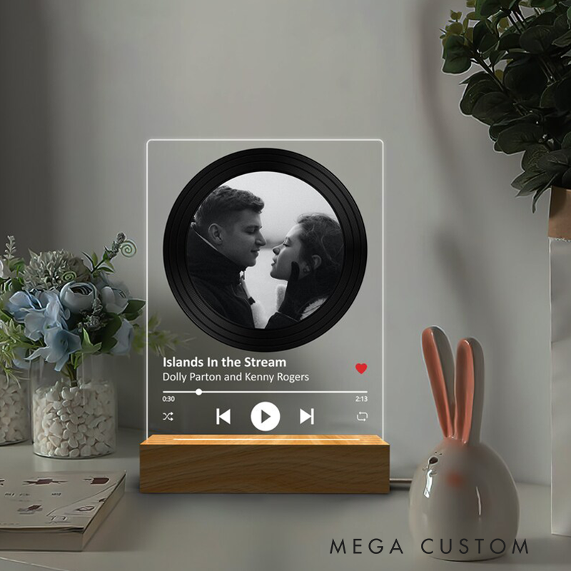 Personalized Music LED Night Light Photo Night Light Music Photo Plaque Engagement Gift