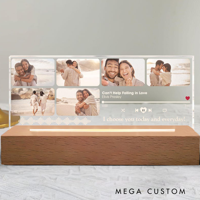 Personalized LED Night Light Gifts Custom Photo Night Light Music Plaque Personalized Song Acrylic Plaque Bedroom Decor