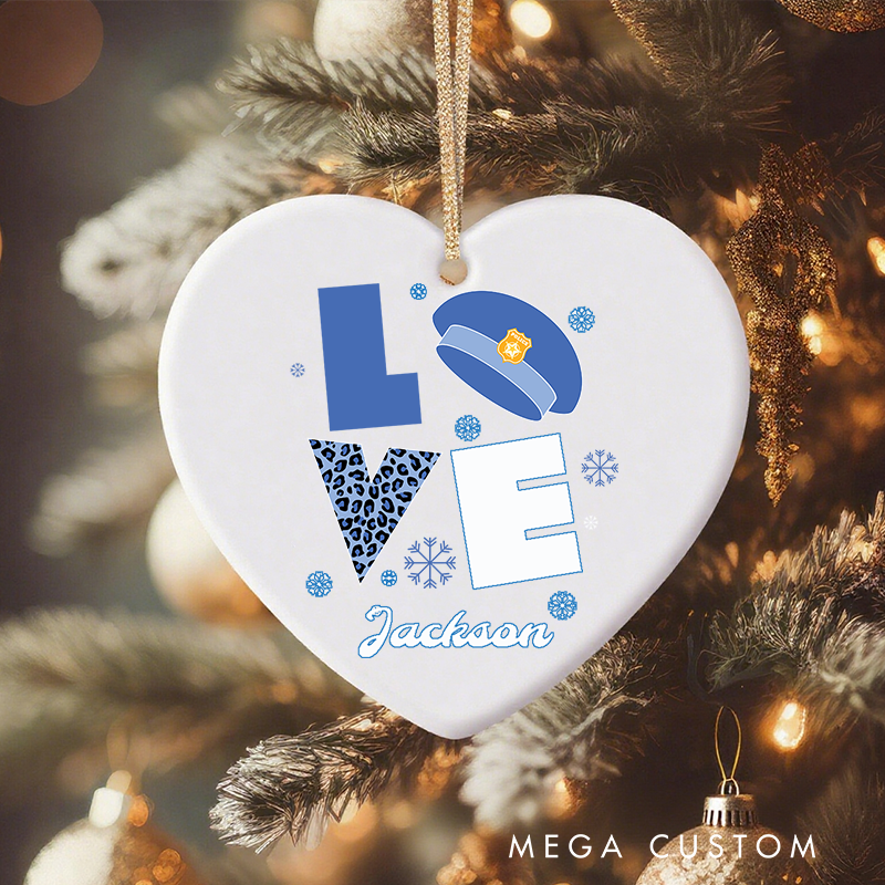 Personalized Police Officer Christmas Ornament LOVE Themed Holiday Decor