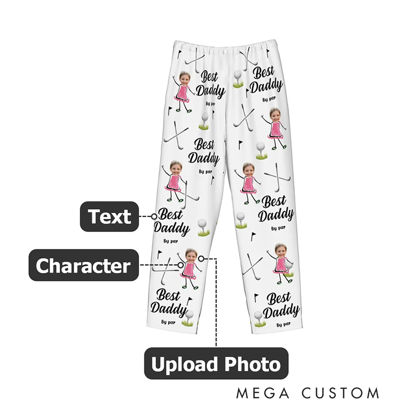 Personalized Best Mom and Dad Golf Pajama Pants with Custom Character Design  