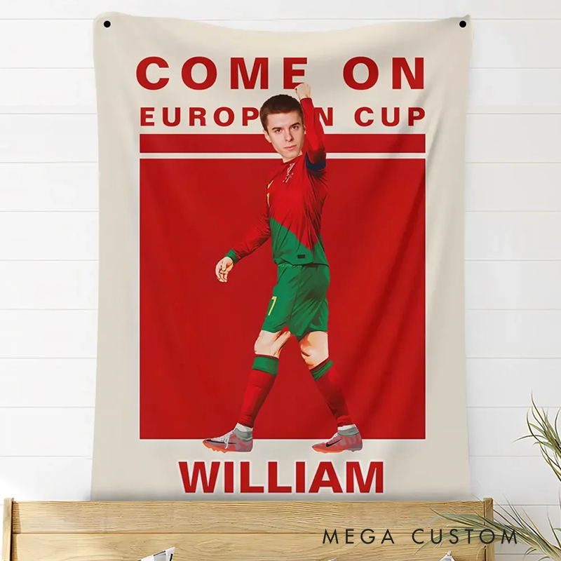 Personalized European Cup Soccer Blanket with Custom Photo and Name Design