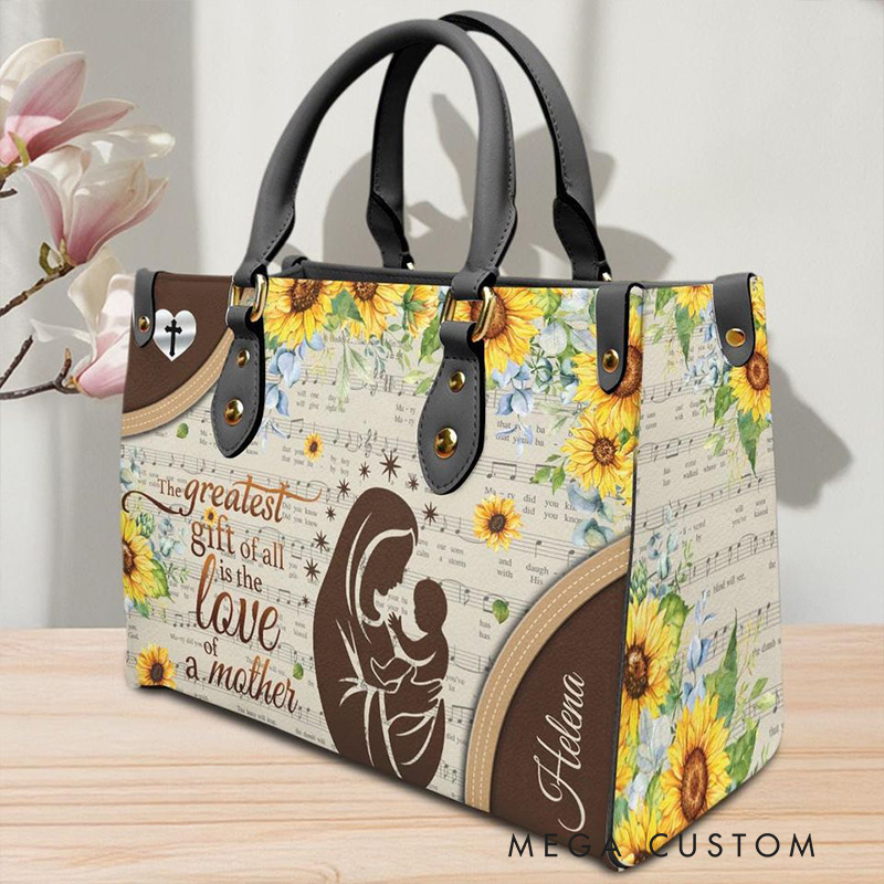 Personalized Mother's Love Leather Handbag with Name Religious Gift for Women Christian Gift for Mom Mother's Day Giftr Handbag with Name Religious Gift for Women Christian Gift for Her