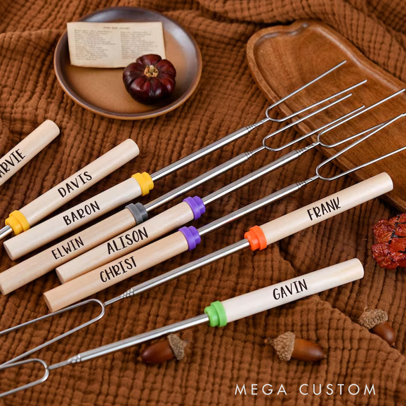 Personalized Campfire Telescopic Marshmallow Roasting Sticks Gift for Camping Outdoor