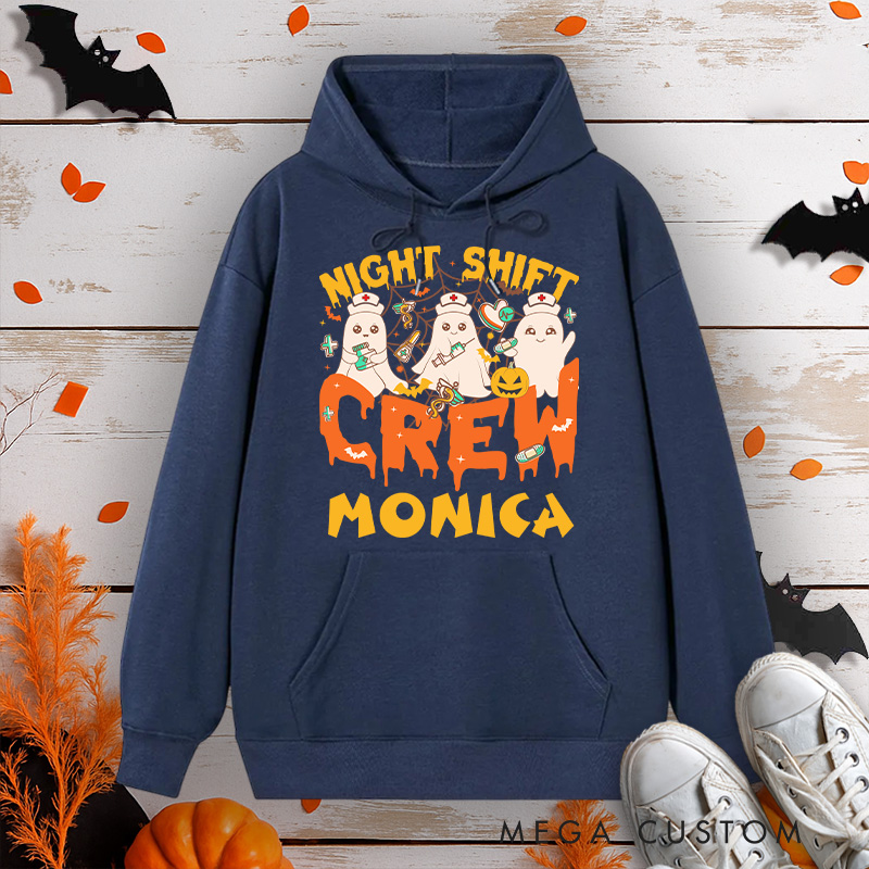 Personalized Hoodies for Nurse Customized Night Shift Crew Design Hoodies Halloween Nurse Hoodie