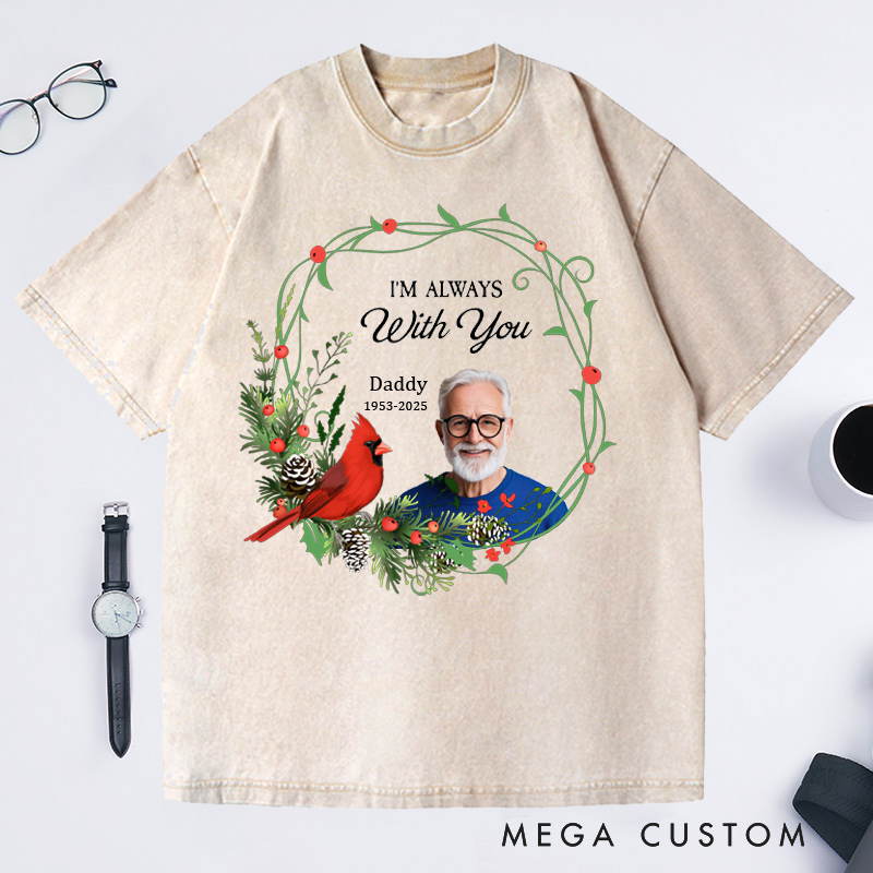 Personalized Memorial Photo Washed T-Shirt Custom Remembrance T-Shirt in Loving Memory Tee Funeral Shirt with Picture