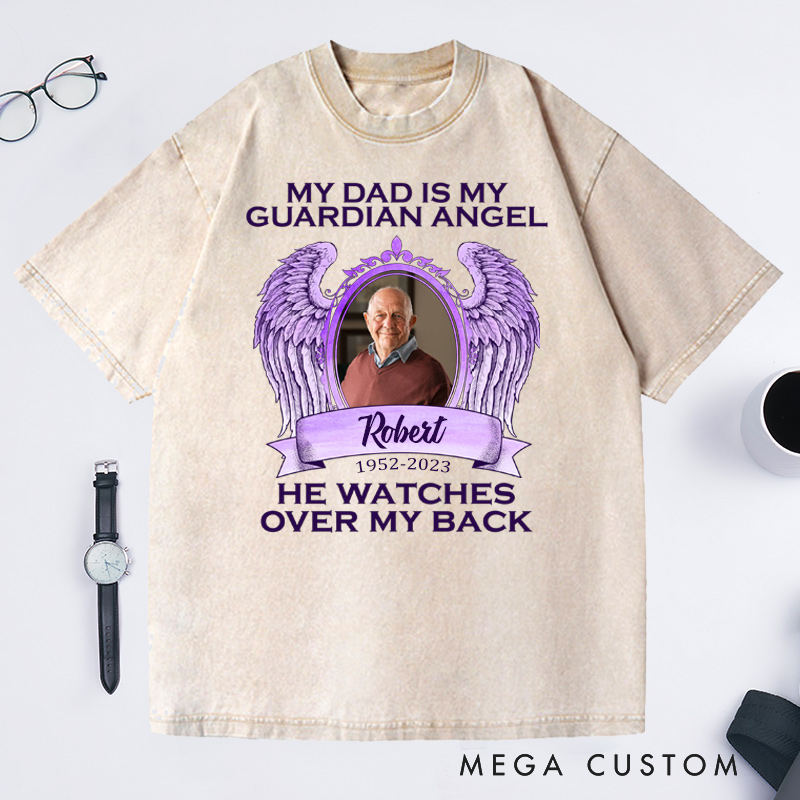 Personalized in loving Memory Washed T-Shirt Rest in Peace Shirt  Heaven Shirt Custom Photo Shirt My XX Is My Guardian Angel Shirt