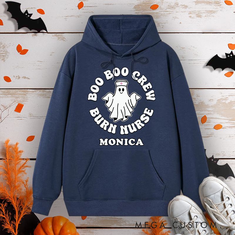 Personalized Hoodies for Nurse Customized Boo Boo Crew Burn Nurse Design Hoodies Halloween Nurse Hoodie