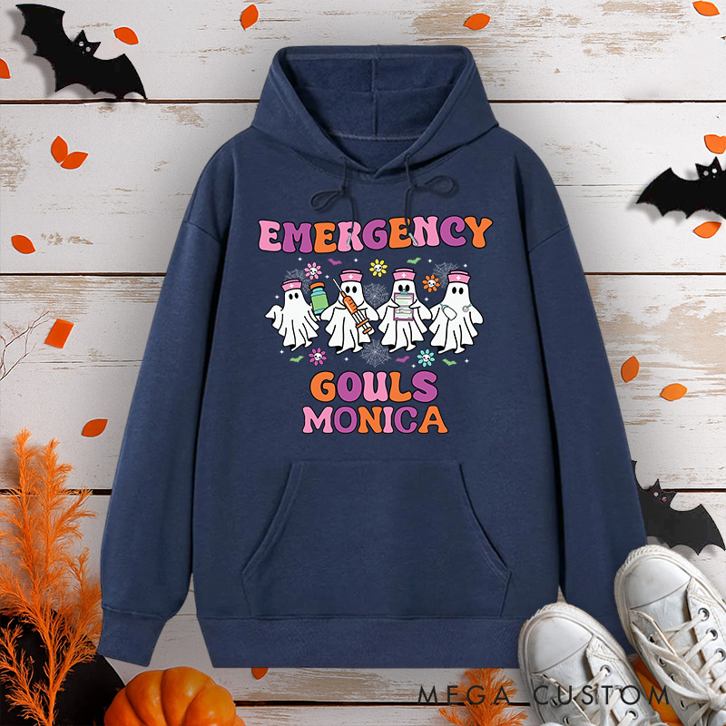 Personalized Hoodies for Nurse Customized Emergency Ghouls Nurse Design Hoodies Halloween Nurse Hoodie