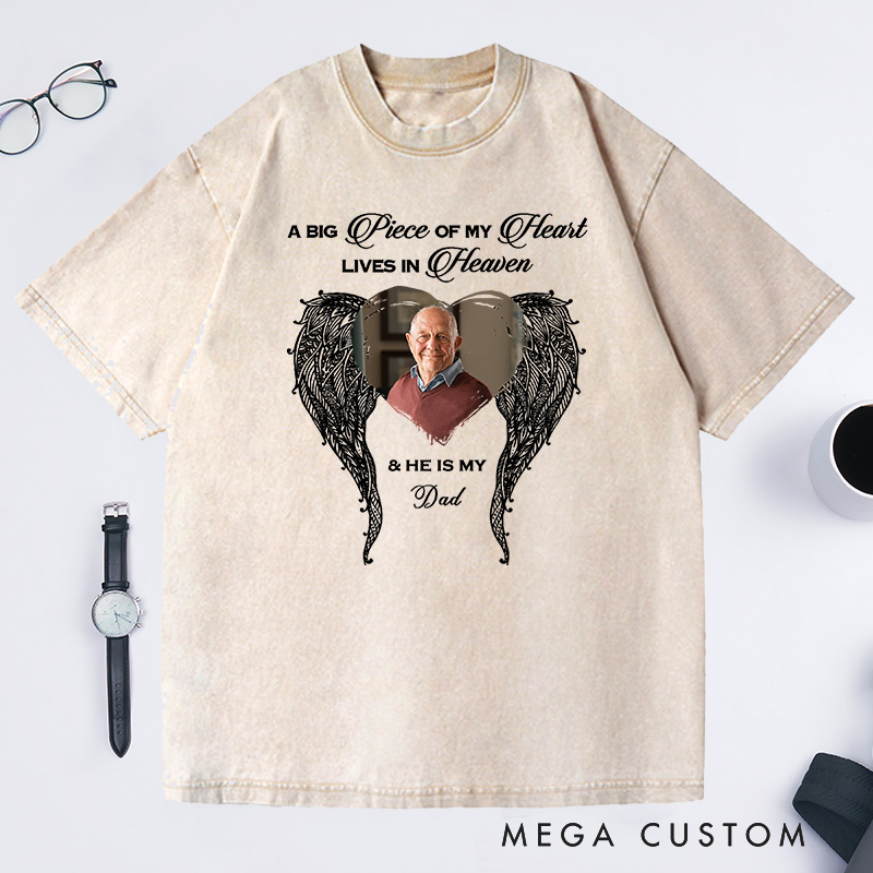 Personalized Memorial Photo Angel Washed T-Shirt Custom in Loving Memory Shirt Funeral Remembrance Tee Memorial Gift