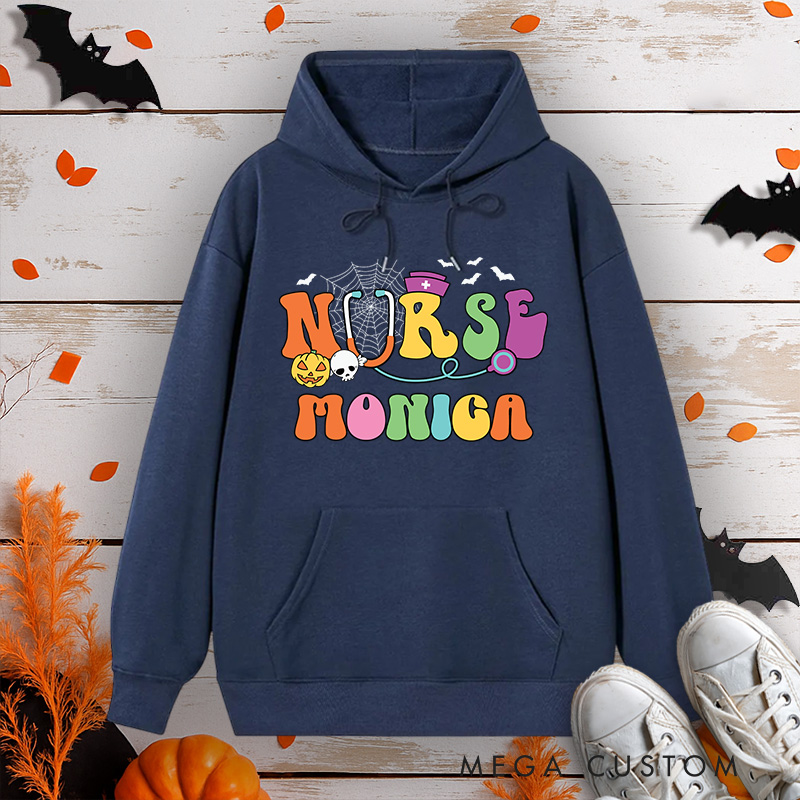 Personalized Hoodies for Nurse Customized Colorful Nurse Design Hoodies Halloween Nurse Hoodie
