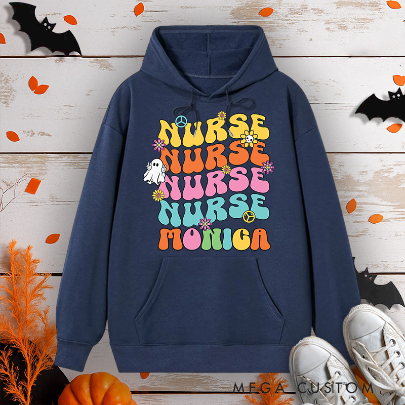 Personalized Hoodies for Nurse Customized Groovy Nurse Design Hoodies Halloween Nurse Hoodie