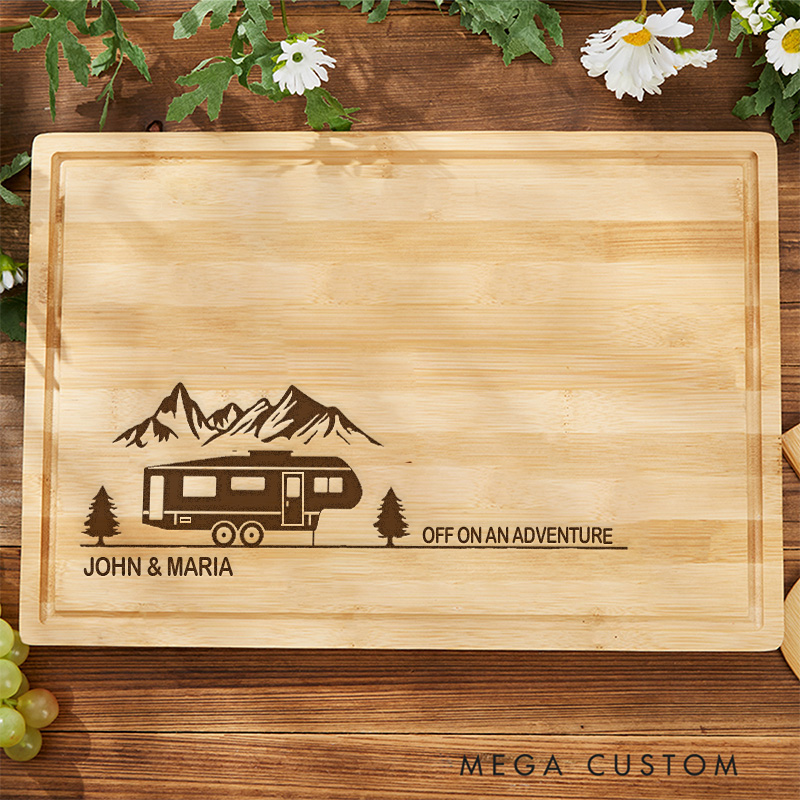 Personalized Camping Cutting Board Rv Decor Gift off on an Adventure Cutting Board Hiking Camping Life Lovers Gift