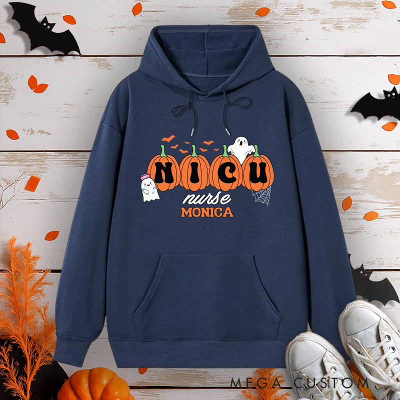 Personalized Hoodies for Nurse Customized NICU Nurse Design Hoodies Halloween Nurse Hoodie