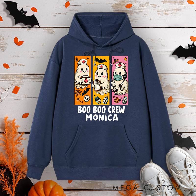 Personalized Hoodies for Nurse Customized Boo Boo Crew Cute Ghost Design Hoodies Halloween Nurse Hoodie