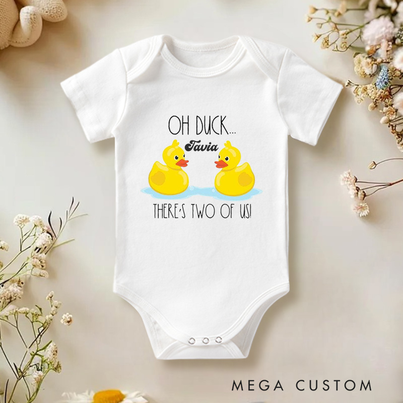Personalized Oh Duck... There's Two of Us! Cute and Playful Twin Baby Onesie
