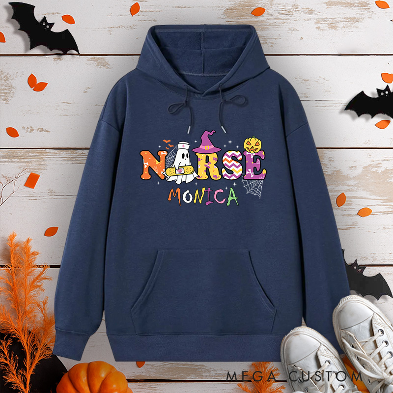 Personalized Hoodies for Nurse Customized Whimsical Nurse Design Hoodies Halloween Nurse Hoodie