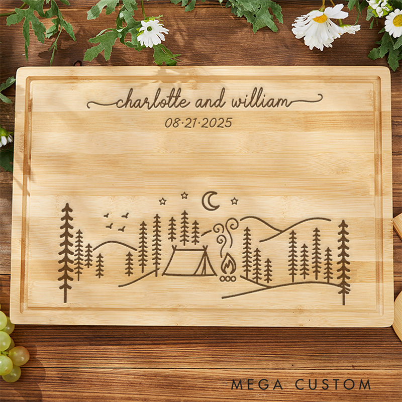 Personalized Camping Cutting Board Engraved Cutting Board Outdoor Adventure Hiking Board Gift for Couple